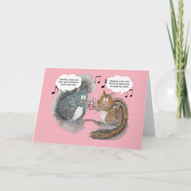 Personlig Watercolor Squirrel och Chipmunk Kort (Framsida)