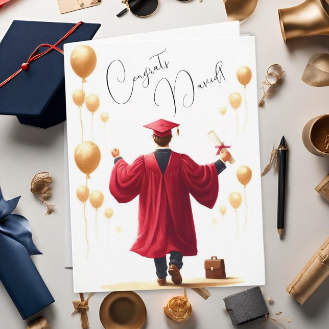 Personlig Watercolor Studenten Master, College Kort (Perfect for many different graduate degrees!)