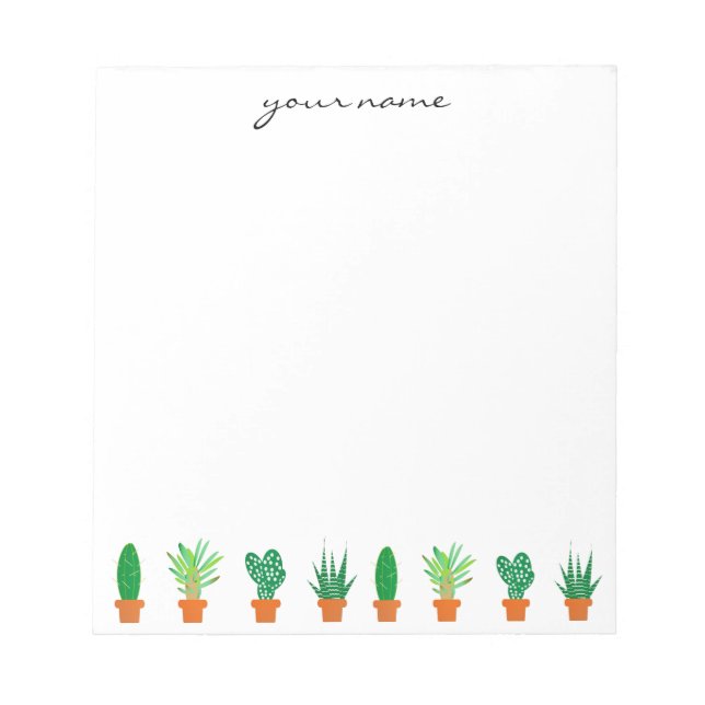 Personlig Watercolor Succulents Boho Anteckningsblock (Framsida)
