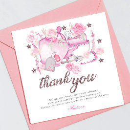 Personlig Watercolor Tea Party Glitter Tack Kort