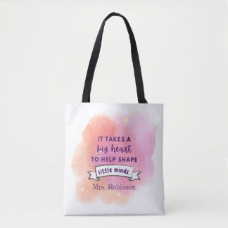 Personlig Watercolor Teacher Tote Bag Tygkasse