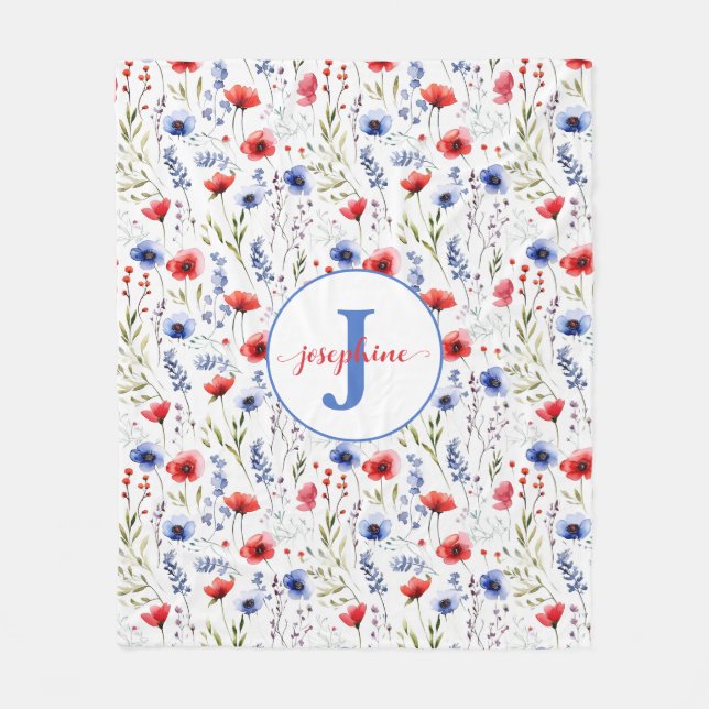 Personlig Watercolor Wildblomece Blanket Fleecefilt (Framsidan)