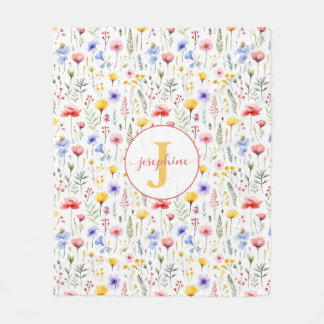 Personlig Watercolor Wildblomece Blanket Fleecefilt