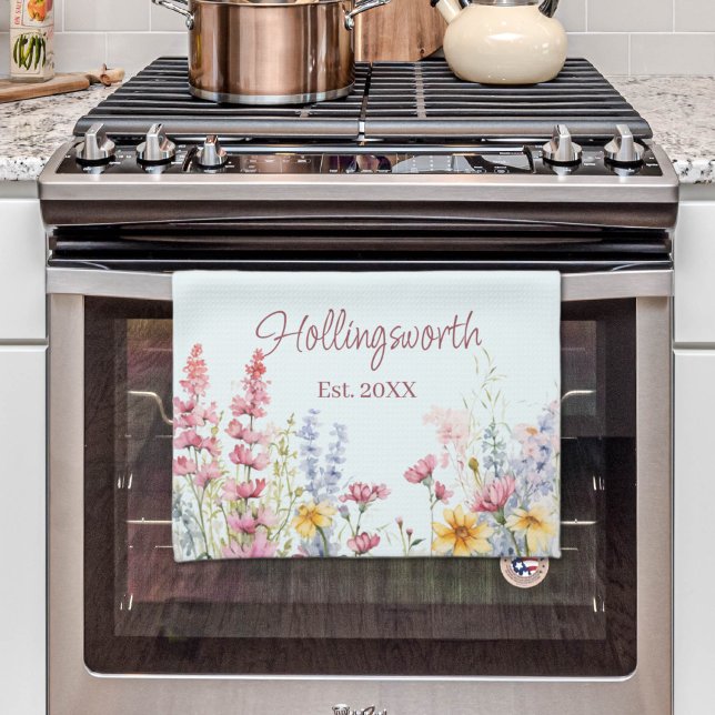 Personlig Watercolor Wildblomma Fält Kökshandduk (Personalized Watercolor Wildflower Field Kitchen Towel
)