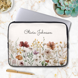 Personlig Watercolor Wildblommes Söt Blommigt Laptop Fodral