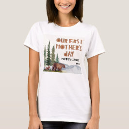 Personlig Watercolor Woodland 1:a Mors dag T Shirt
