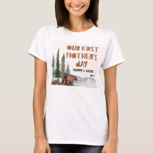 Personlig Watercolor Woodland 1:a Mors dag T Shirt