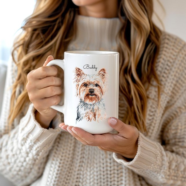 Personlig Watercolor Yorkie Kaffemugg (Skapare uppladdad)