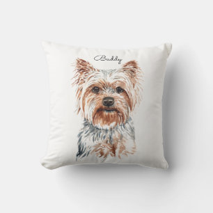Personlig Watercolor Yorkie Kudde