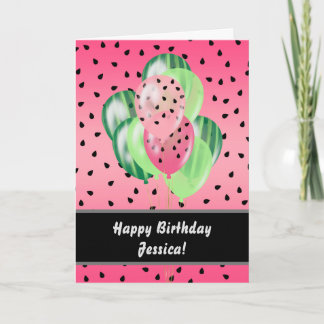Personlig Watermelon Balloons Grattis på födelseda Kort