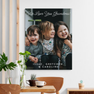 Personlig We Kärlek You Grandma Photo Script Canvastryck