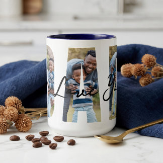 Personlig 'We Love You Pappa' Foto Fars Dag-presen Två-Tonad Mugg