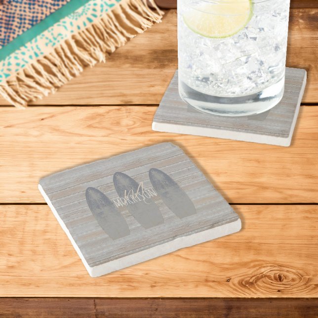 Personlig Weasted Beach Driftwood Surfboard Stenunderlägg (Personalized Weathered Beach Driftwood Surfboard Stone Coaster)