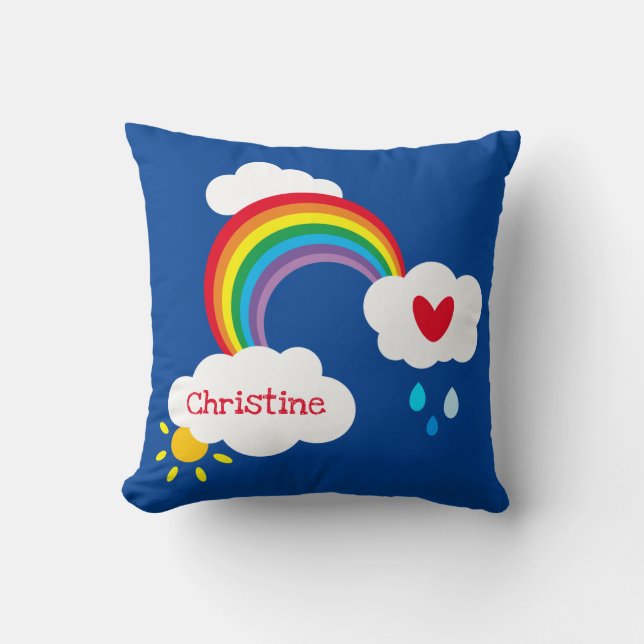 Personlig Weather Cloud and Raindrops Cushion Kudde (Framsida)