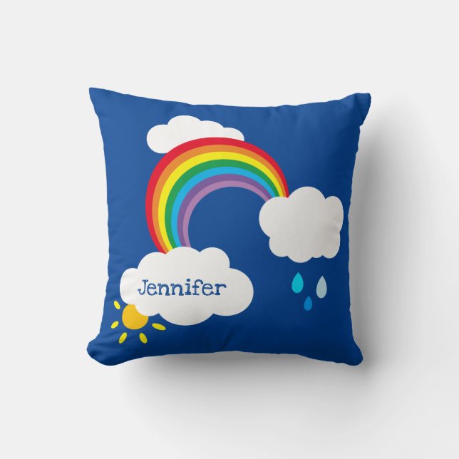 Personlig Weather Cloud and Raindrops Cushion Kudde (Framsida)