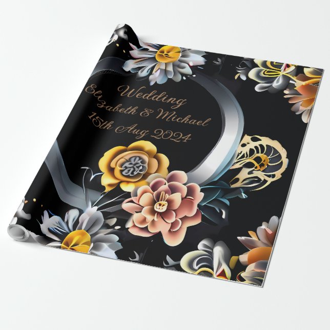 Personlig Weddin Gift Wrapping Papper Roll Presentpapper (Utrullad)