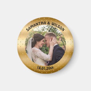 Personlig Wedding Favor GULD Foto Magnet