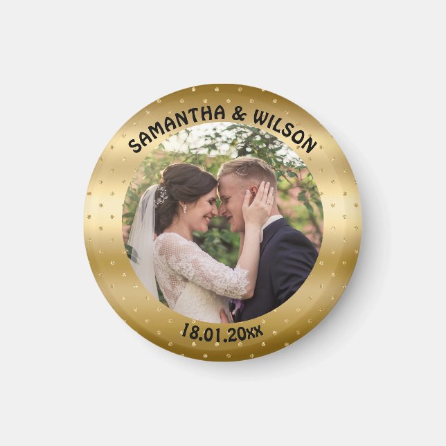 Personlig Wedding Favor | GULD |Foto Magnet (Framsidan)
