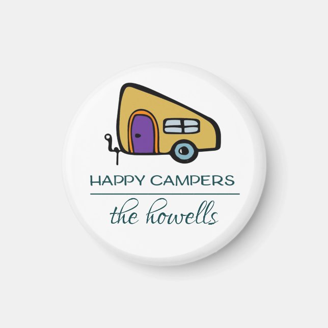 Personlig Wedding Favor Magnet - Lycklig Campers (Framsidan)