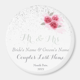 Personlig Wedding Favors Magnets, Mr. och Mrs. Magnet