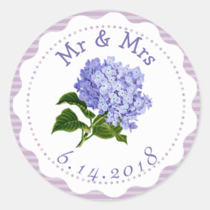Personlig Wedding Stickers Lila blommor Runt Klistermärke