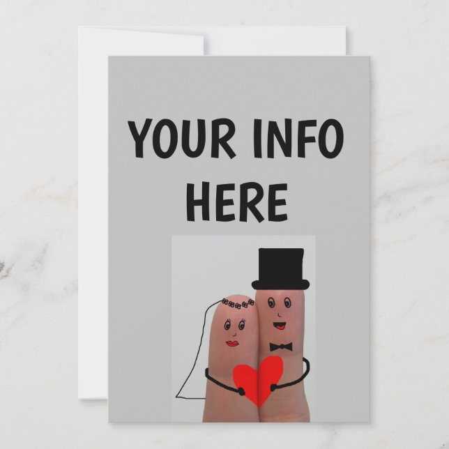PERSONLIG WEDING INVITATIONS FUNNY FINGER INBJUDNINGAR (Framsida)