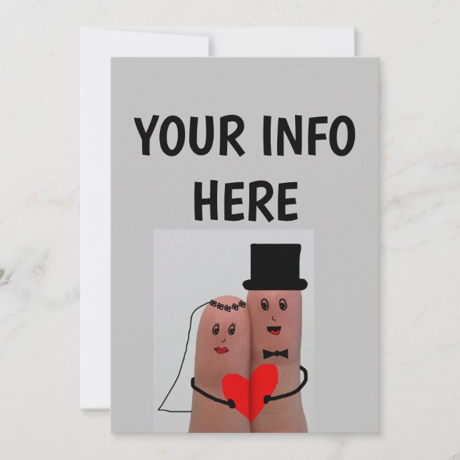PERSONLIG WEDING INVITATIONS FUNNY FINGER INBJUDNINGAR (Framsida)