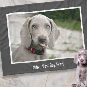 Personlig Weimaraner Hund Photo och Hund Namn Fleecefilt