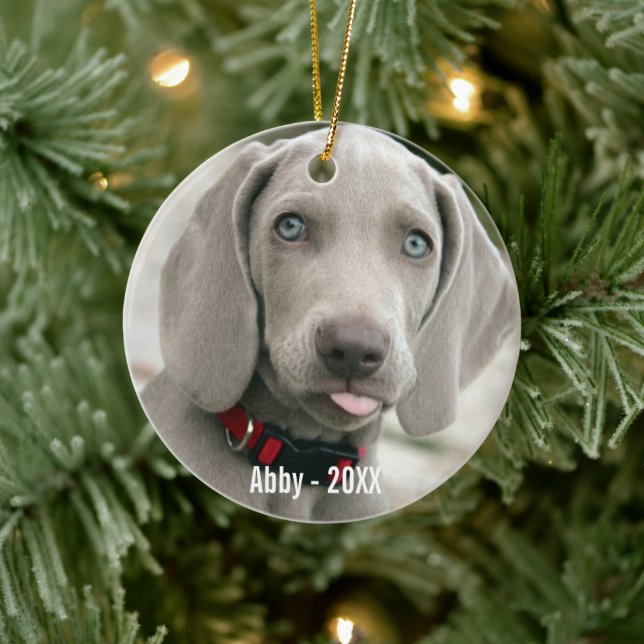 Personlig Weimaraner Hund Photo och Hund Namn Julgransprydnad Keramik (Träd)