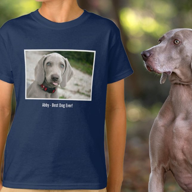 Personlig Weimaraner Hund Photo och Hund Namn T-shirt (Skapare uppladdad)