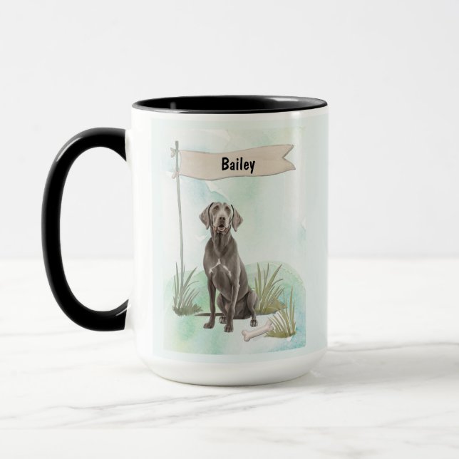 Personlig Weimaraner Vattenfärg Hund Mugg (Vänster)