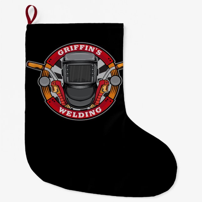 Personlig Welder Metall Fabricator Welding Shop Stor Julstrumpa (Framsidan)