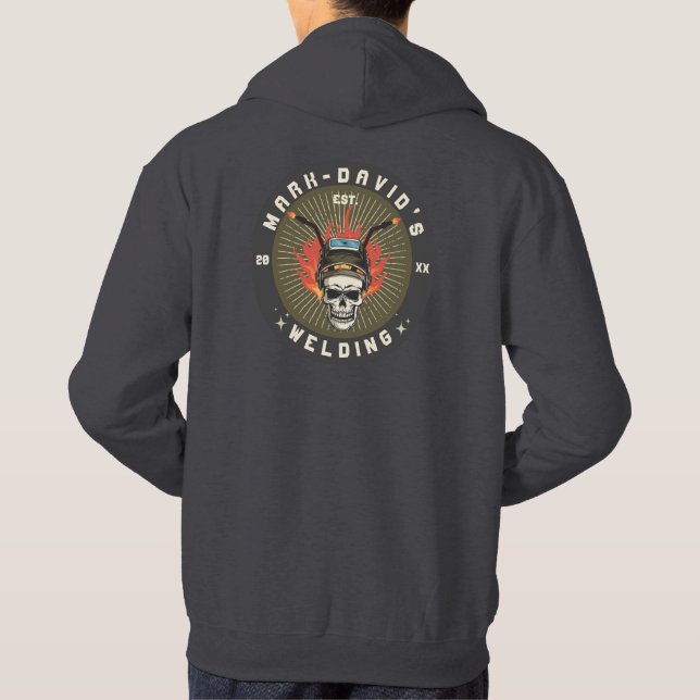 Personlig Welder Metall Worker Welding Workshop Hoodie (Baksida)