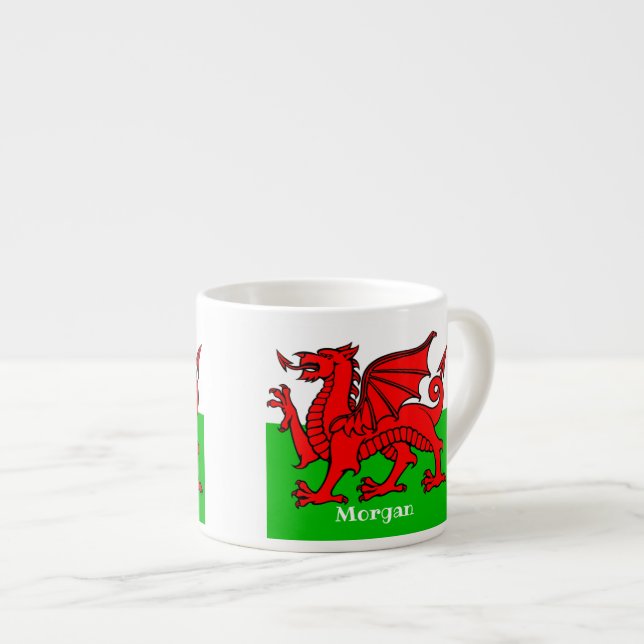 Personlig Welsh Flagga Espressomugg (Framsida höger)