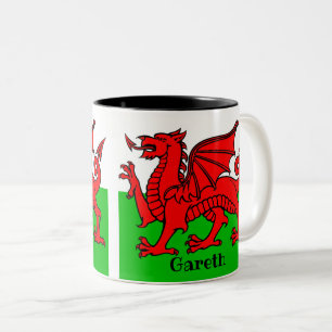 Personlig Welsh Flagga Two-Tone Coffee Mugg