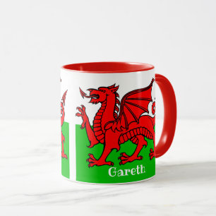 Personlig Welsh Flagga Two-Tone Coffee Mugg