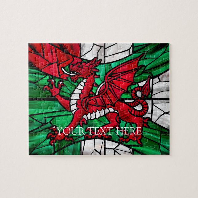 Personlig Welsh Red Dragon Designer Jigszawa Puzz Pussel (Horisontell)