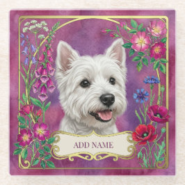 Personlig West Highland Dog Rosa Coaster