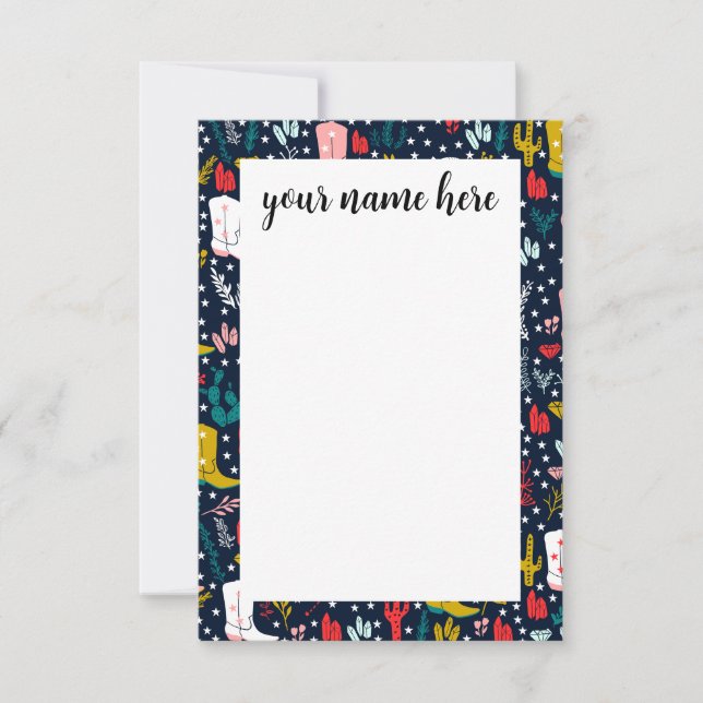 Personlig Western Cowgirl Notecards Tack Kort (Framsida)