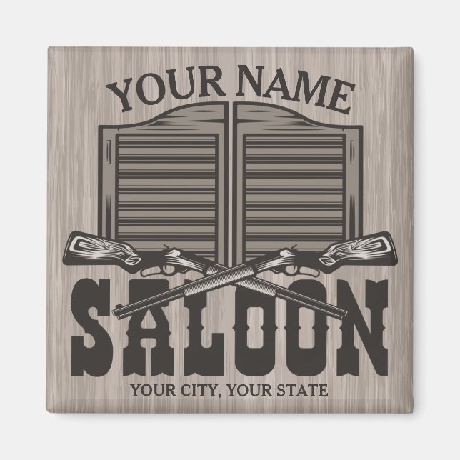 Personlig Western Rifle Guns Old Saloon Pub Magnet (Framsidan)