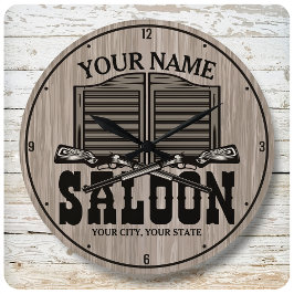 Personlig Western Rifle Guns Old Saloon Pub Stor Klocka