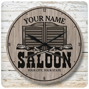 Personlig Western Rifle Guns Old Saloon Pub Stor Klocka
