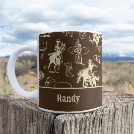 Personlig Western Rodeo Cowboy Mörk Brown Kaffemugg