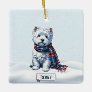 Personlig Westie-julgranskukke Julgransprydnad Keramik