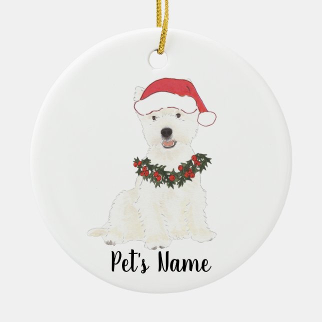 Personlig Westie Westie Highland Terrier Julgransprydnad Keramik (Framsidan)