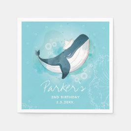 Personlig Whale Birthday Pappersservett
