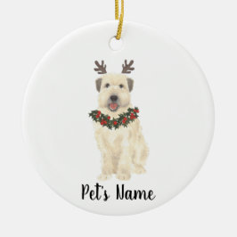 Personlig Wheaten Terrier Antlers och Bow Tie Julgransprydnad Keramik