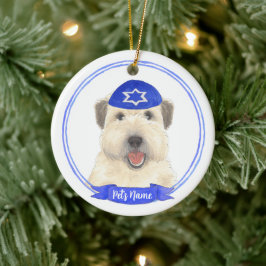 Personlig Wheaten Terrier Hanukkah Yarmulke Julgransprydnad Keramik