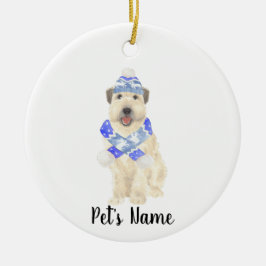 Personlig Wheaten Terrier jul Blue Scarf Julgransprydnad Keramik