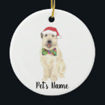 Personlig Wheaten Terrier Jul Hat Bow Tie Julgransprydnad Keramik<br><div class="desc">Jag är i kärlek med denna vackert detaljerade vattenfärgsillustration av ett ler, väktat skräckrum med liten röd tomhatt och en bukslips! Anpassa dessa prydnadsföremål och gör den trevliga listan i år! För perfekten presenter, koppla ihop den med en matchande artikel från samlingen för en tänkvärd uppvärmning av hushållet, möhippa, lärare,...</div>
